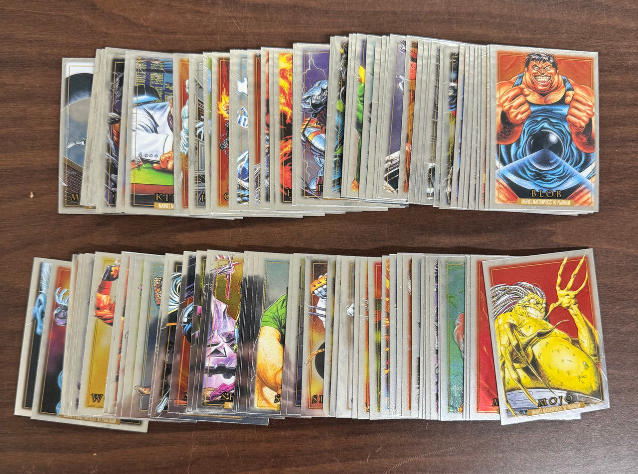 2024 UD Skybox Marvel Masterpieces '92 Platinum Near Complete Set (95/100) NM