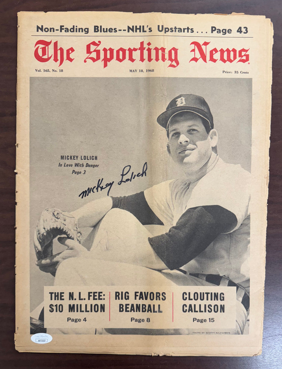 1968 Sporting News Magazine Mickey Lolich Signed Autographed 5/18/68 JSA Fair