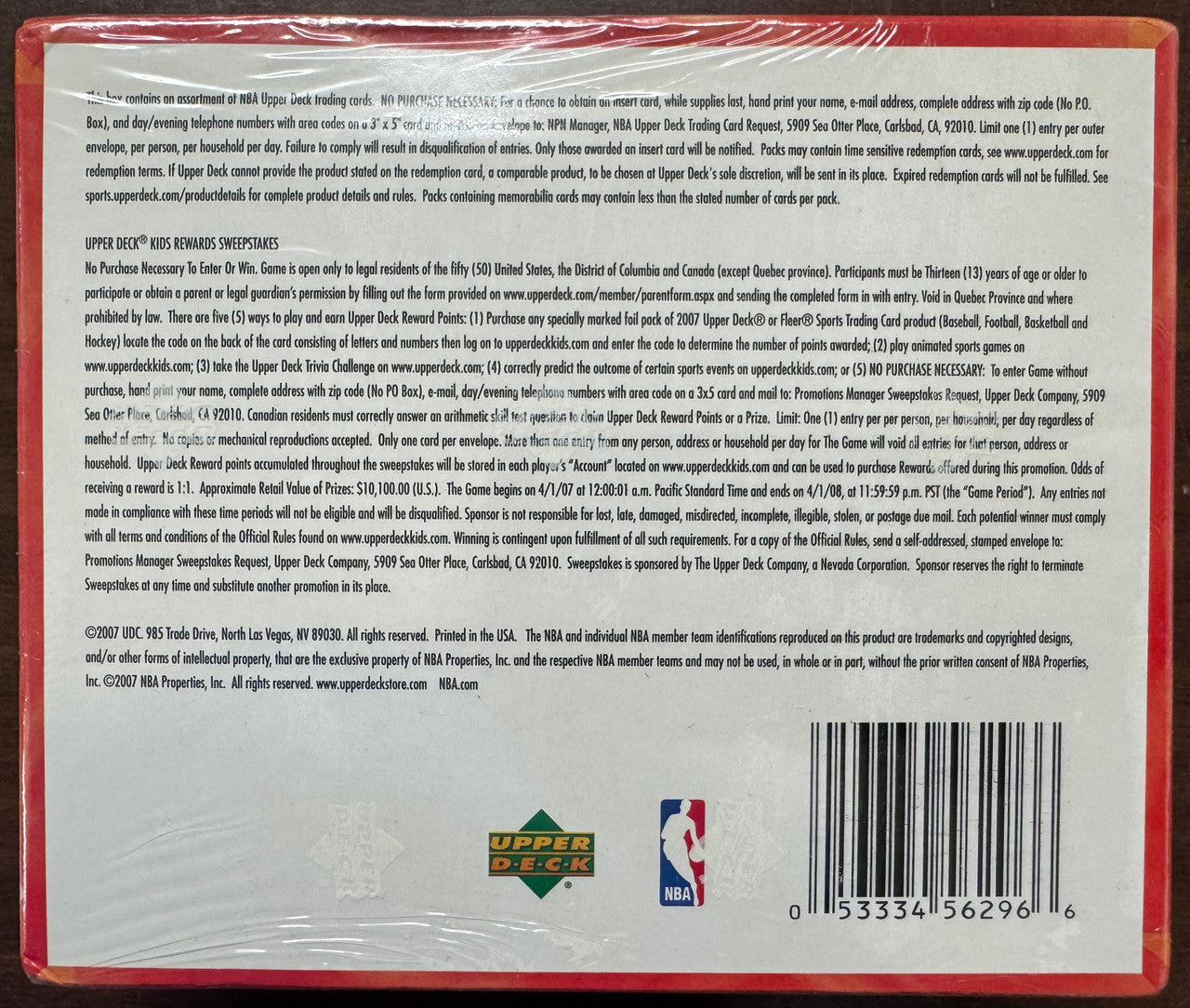 2007/08 Upper Deck Basketball 24 Pack Box Factory Sealed