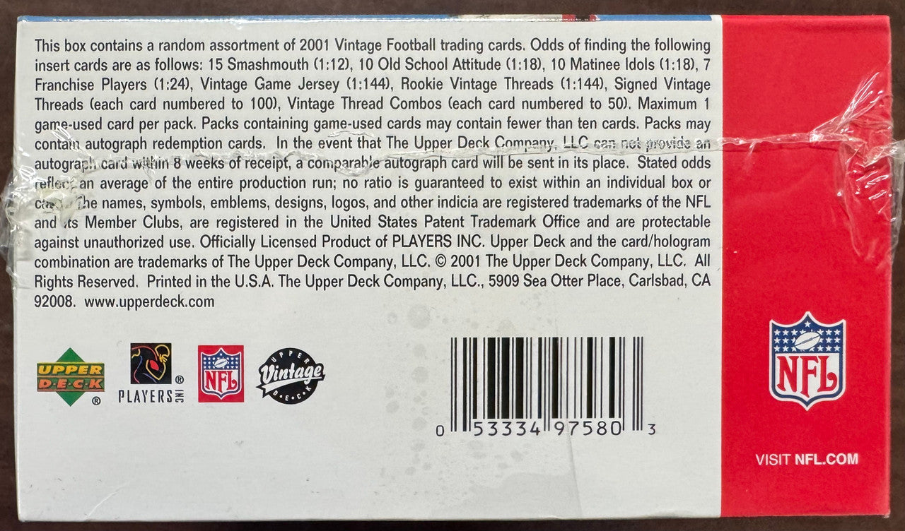 2001 Upper Deck Vintage Football 24 Pack Box Factory Sealed