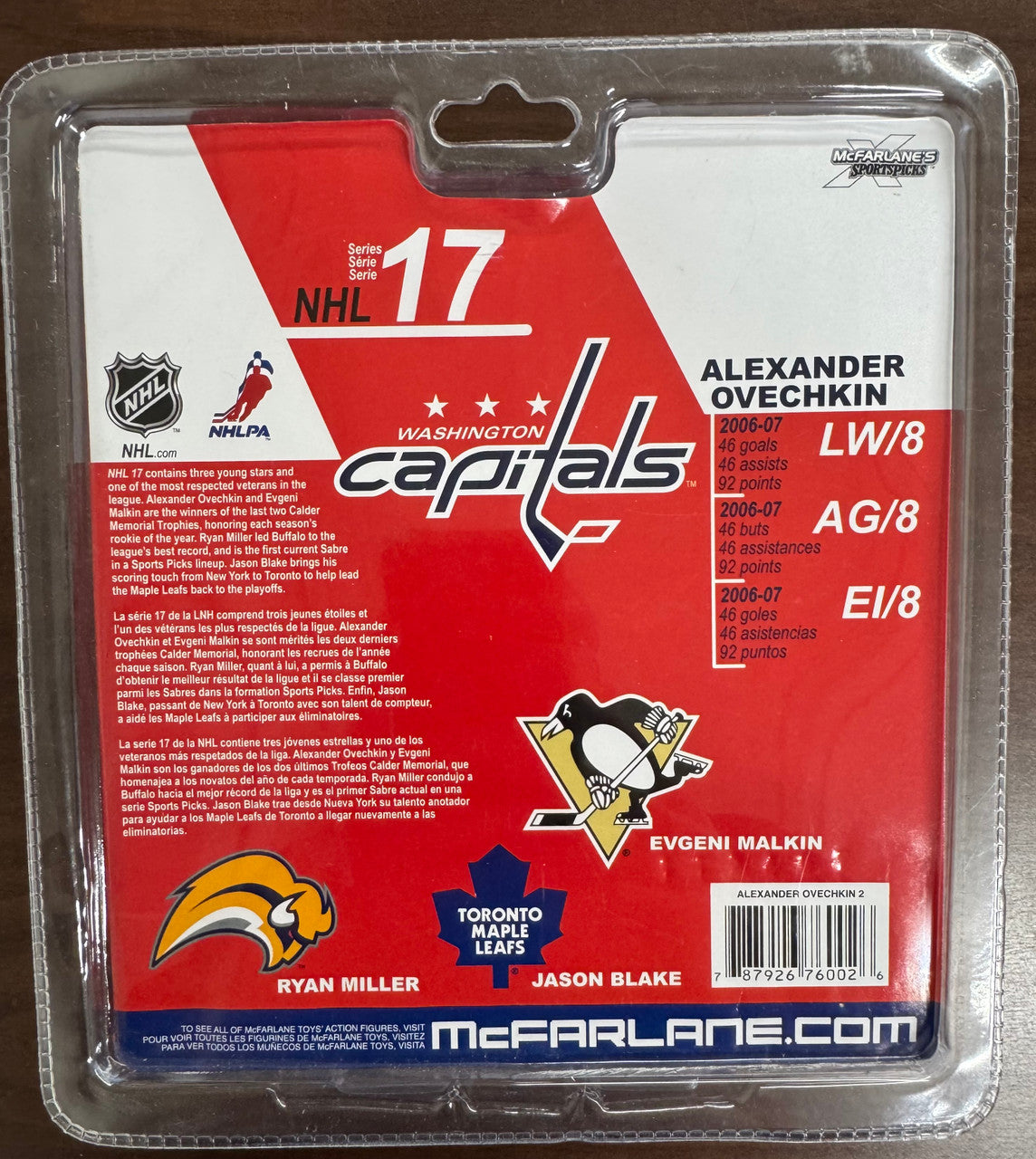 2007 McFarlane NHL Series 17 Alexander Ovechkin Figure New In Package Red Jersey