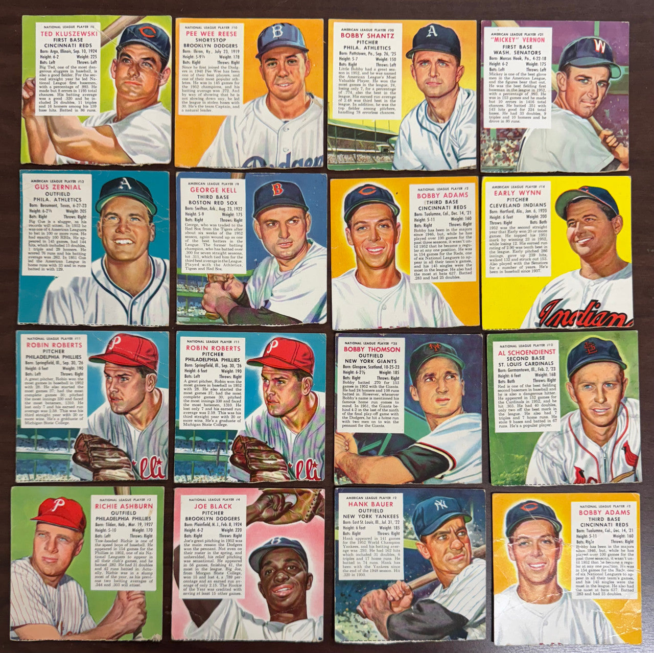 1953 Red Man Baseball Lot Of 16 Low Grade No Tabs