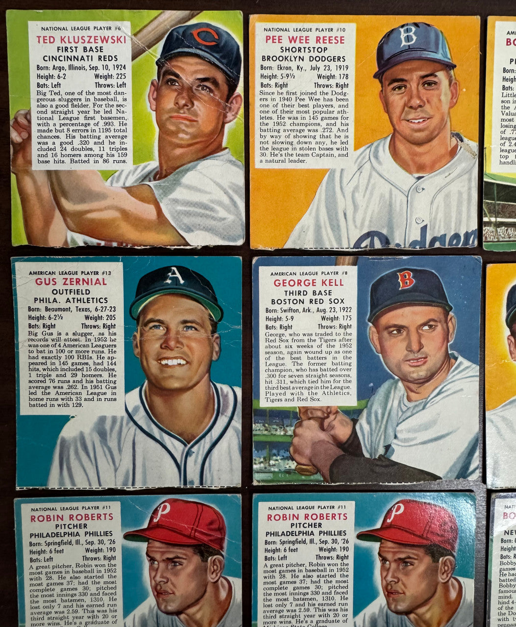 1953 Red Man Baseball Lot Of 16 Low Grade No Tabs