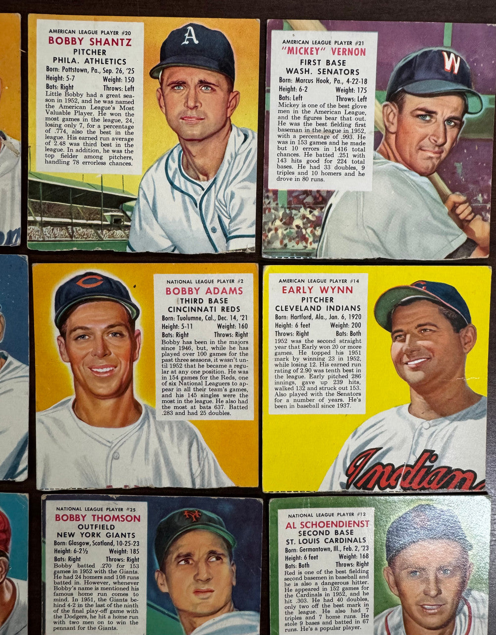 1953 Red Man Baseball Lot Of 16 Low Grade No Tabs