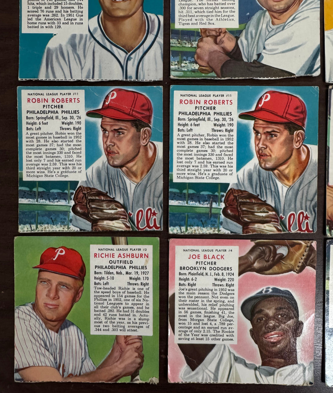 1953 Red Man Baseball Lot Of 16 Low Grade No Tabs