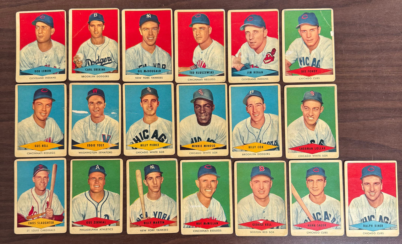 1954 Red Heart Baseball Lot Of 19 Low Grade Lemon Martin Slaughter Minoso