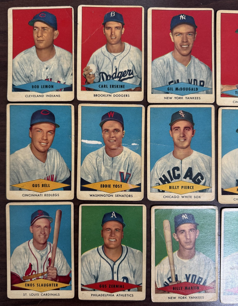 1954 Red Heart Baseball Lot Of 19 Low Grade Lemon Martin Slaughter Minoso