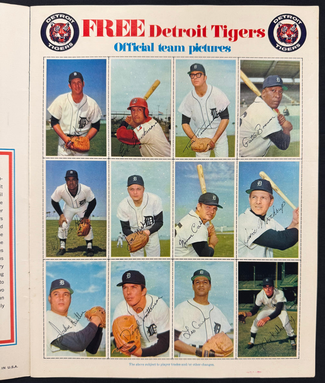 1971 Today's Detroit Tigers Album Complete With All Stamps Kaline Cash Horton ++