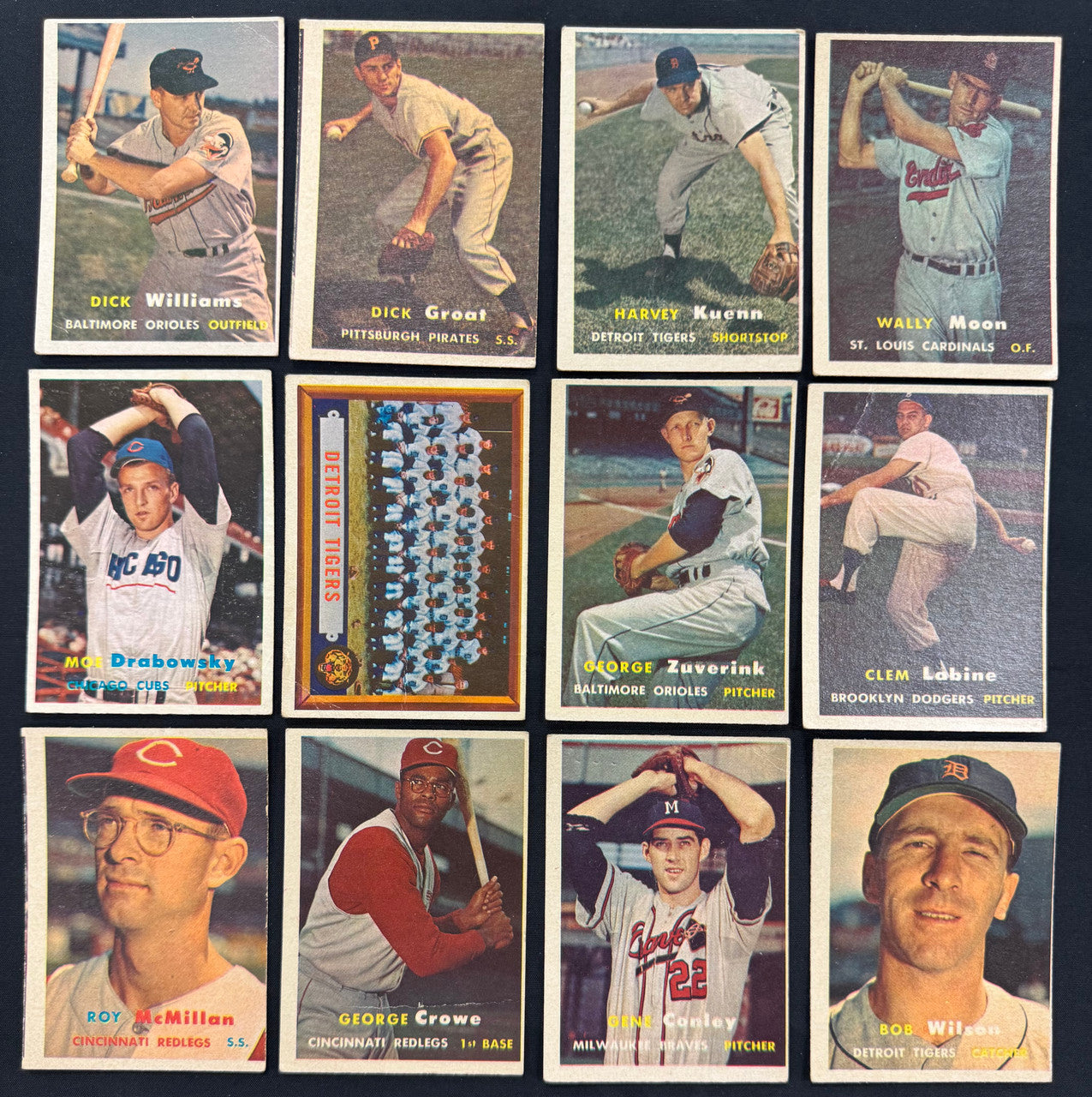 1957 Topps Baseball Lot Of 22 G/VG (Creases)