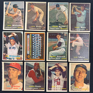 1957 Topps Baseball Lot Of 22 G/VG (Creases)