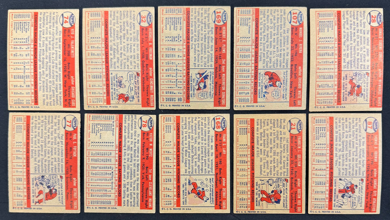 1957 Topps Baseball Lot Of 22 G/VG (Creases)