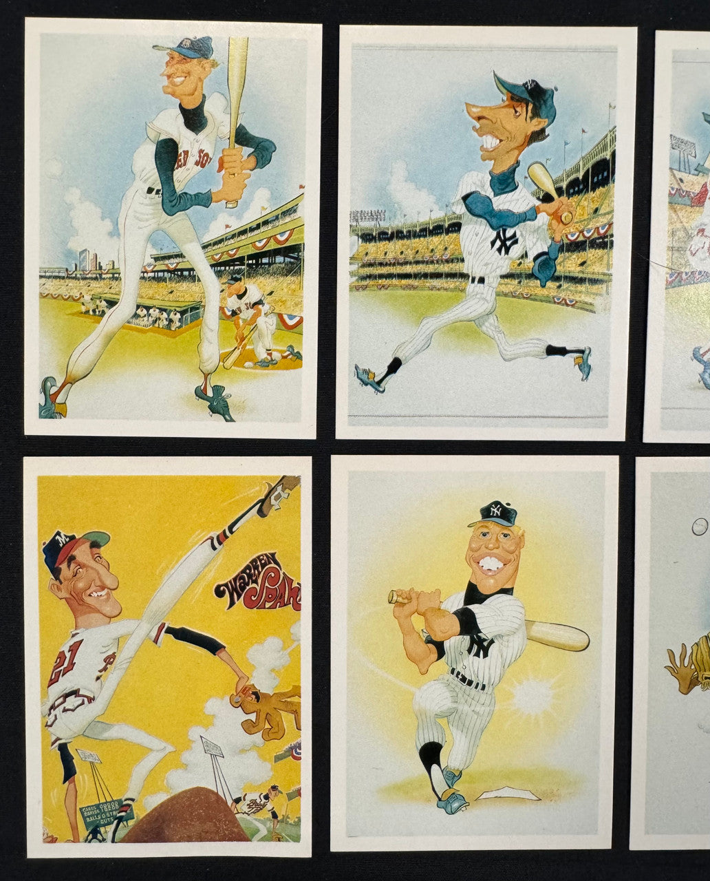 1985 Baseball Greats Cartoon Caricature Set (10) Williams DiMaggio Mays ++