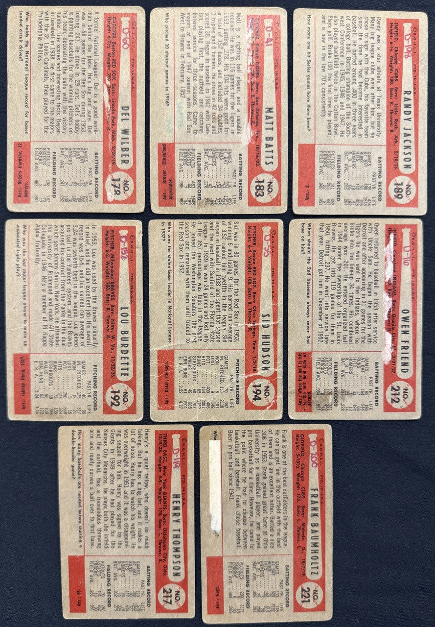 1954 Bowman Baseball Lot Of 44 Low Grade Wynn Doby Piersall Reynolds