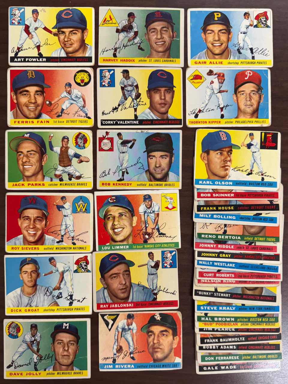 1955 Topps Baseball Lot Of 33 Low Grade w/ 5 High #s