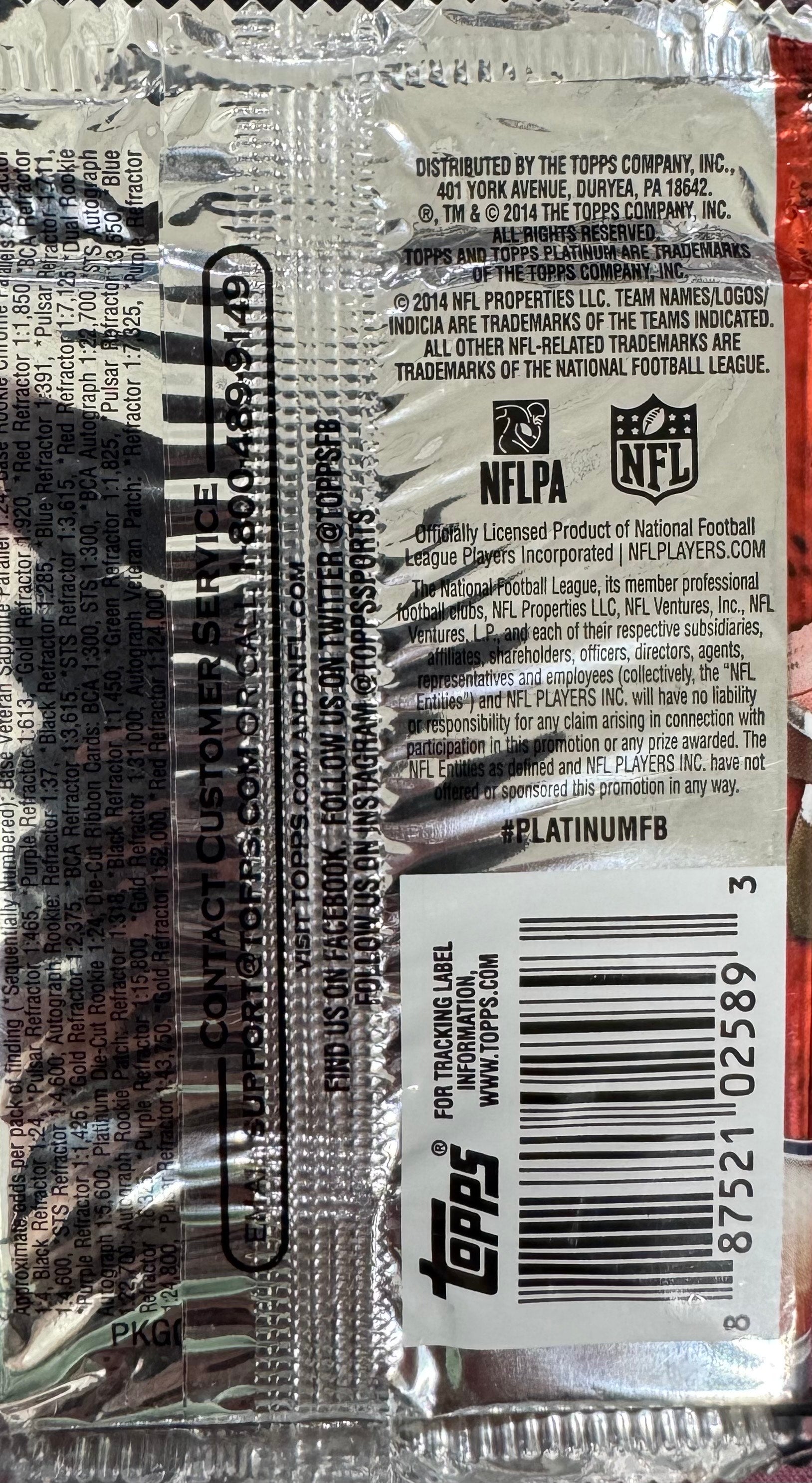 2014 Topps Platinum Football 4-Card Pack