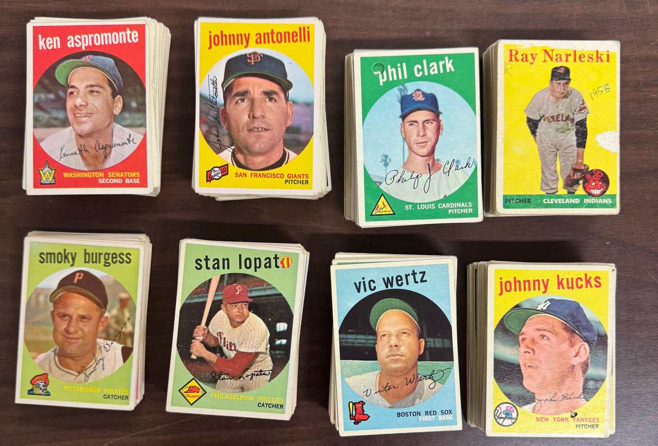 1959 Topps Baseball Lot Of 372 Low Grade w/ Punch Holes Writing Duplicates