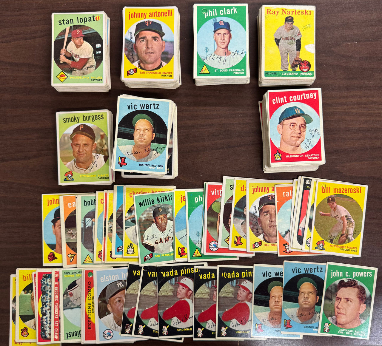 1959 Topps Baseball Lot Of 372 Low Grade w/ Punch Holes Writing Duplicates