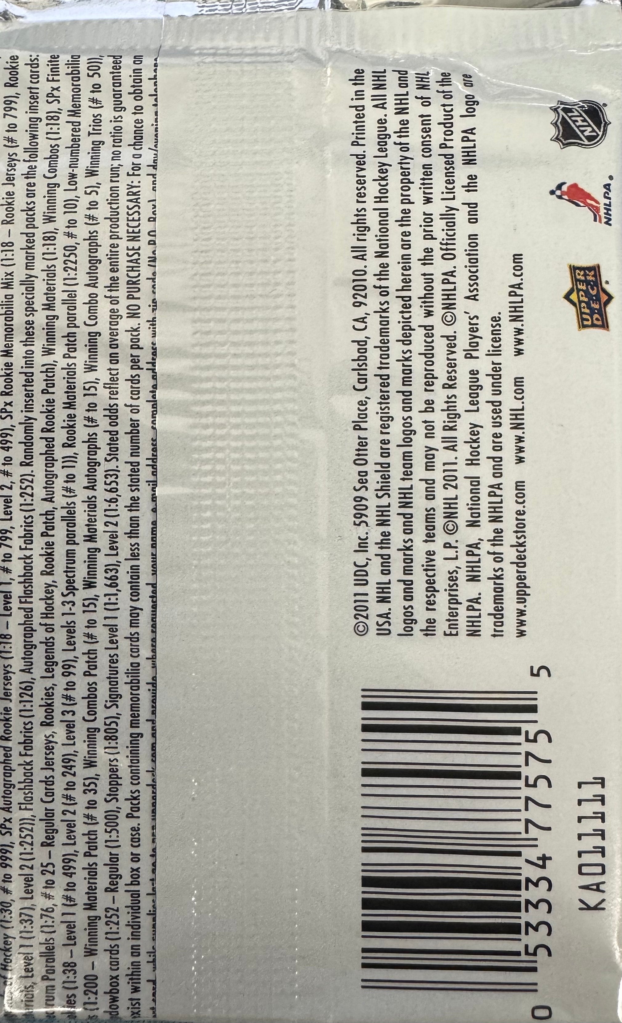 2010/11 Upper Deck SPx Hockey Hobby Pack