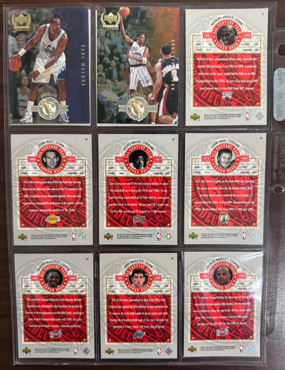 1999-2000 Upper Deck Basketball All Century Team Near Complete Set (11/12) NM