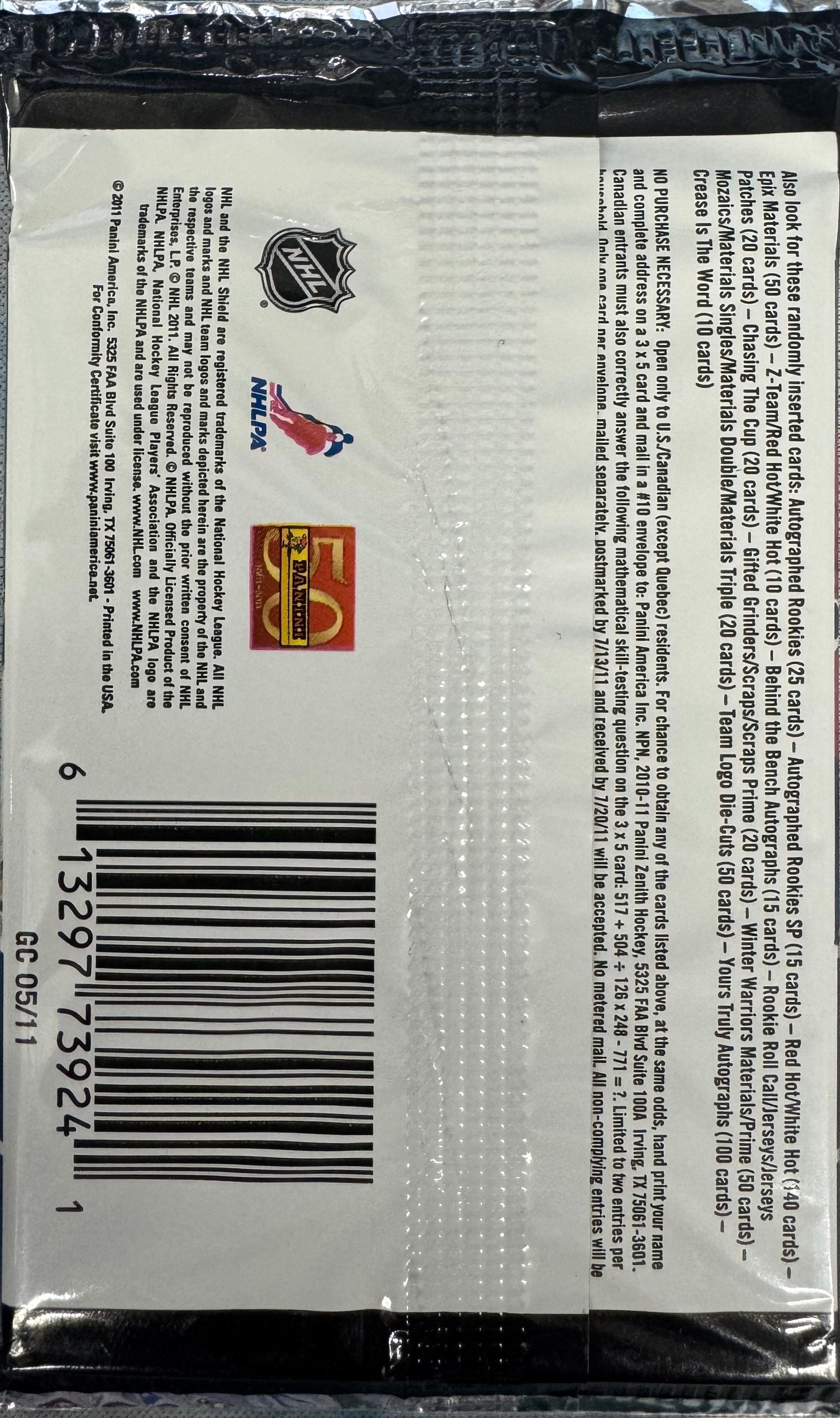 2010/11 Zenith Hockey Hobby Pack