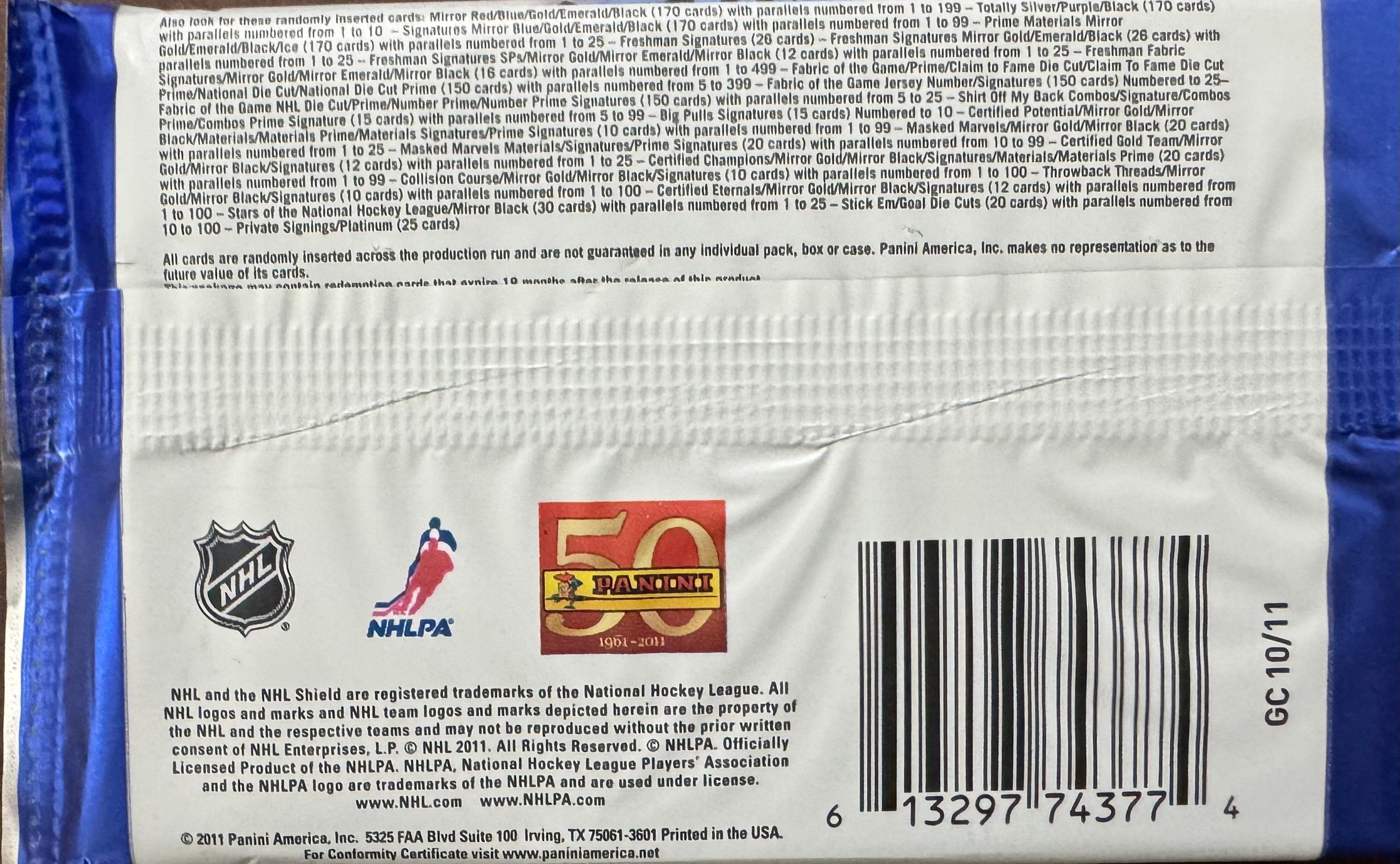 2011/12 Panini Certified Hockey Hobby Pack