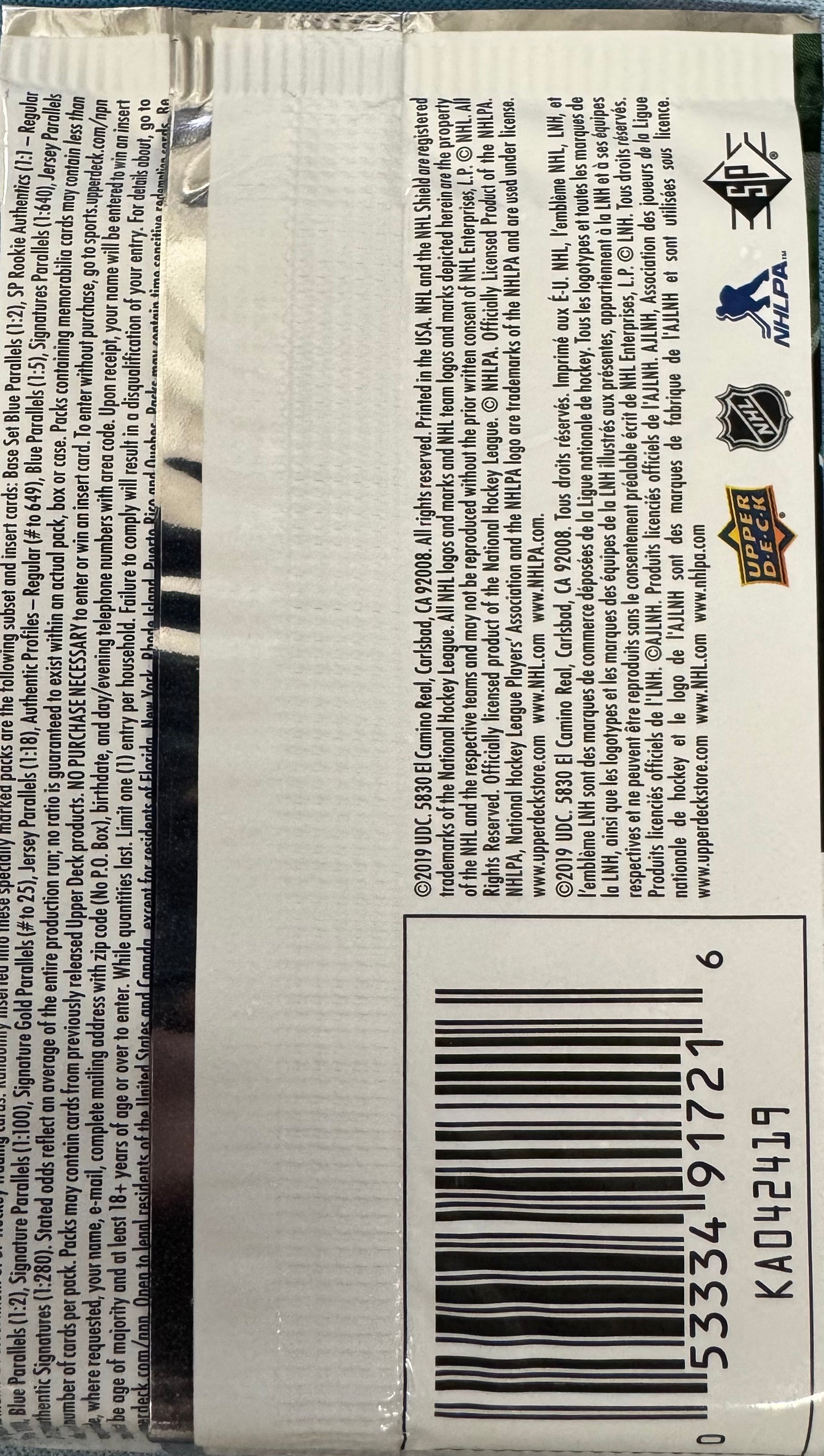 2018/19 Upper Deck SP Hockey Retail Pack