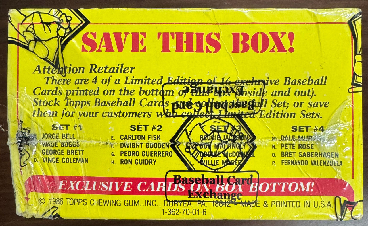 1986 Topps Baseball Unopened Wax Box BBCE Wrapped & Sealed