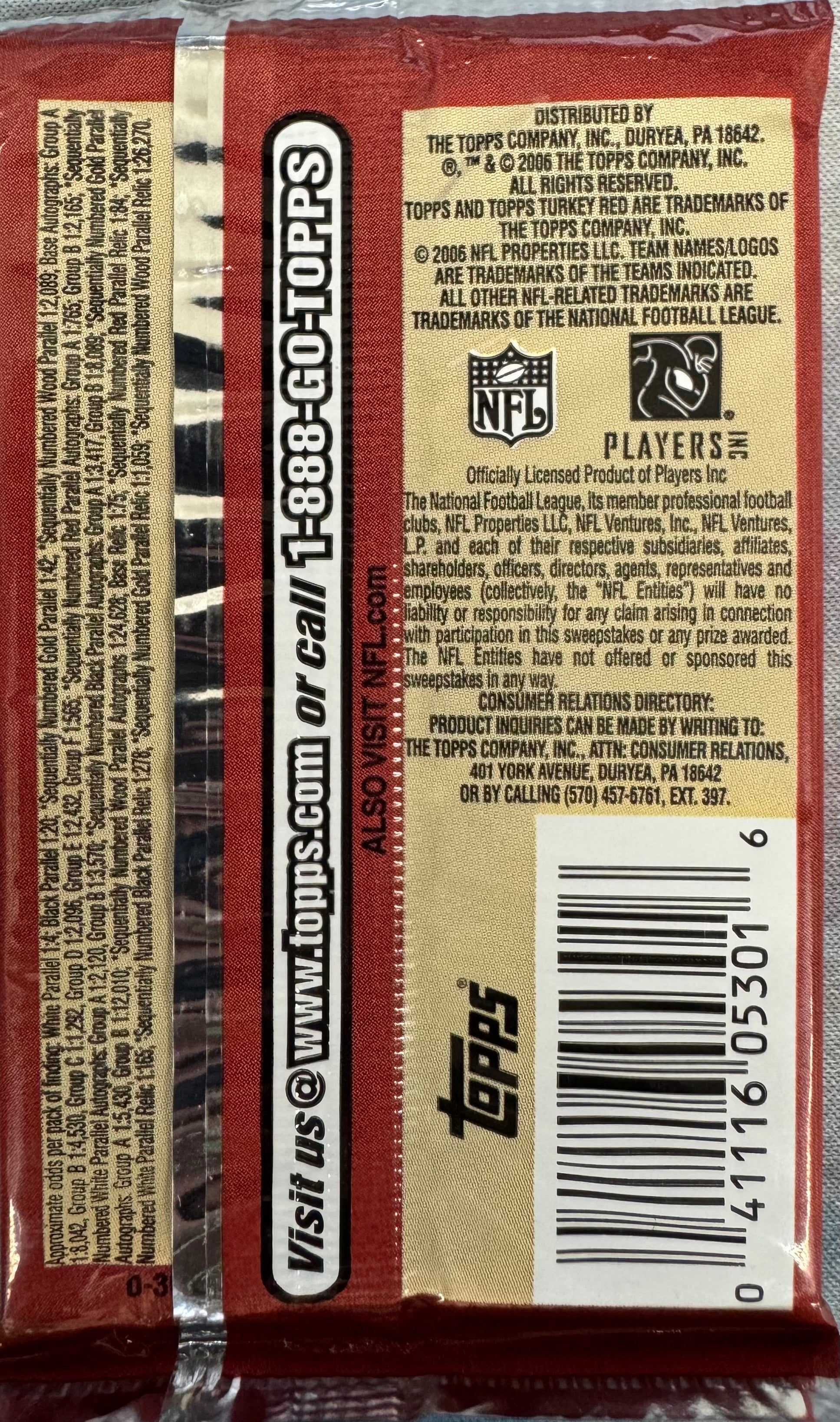 2005 Topps Turkey Red Football Retail Pack