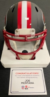 Joe Montana Signed Autographed Flat Black Mini Helmet Fanatics