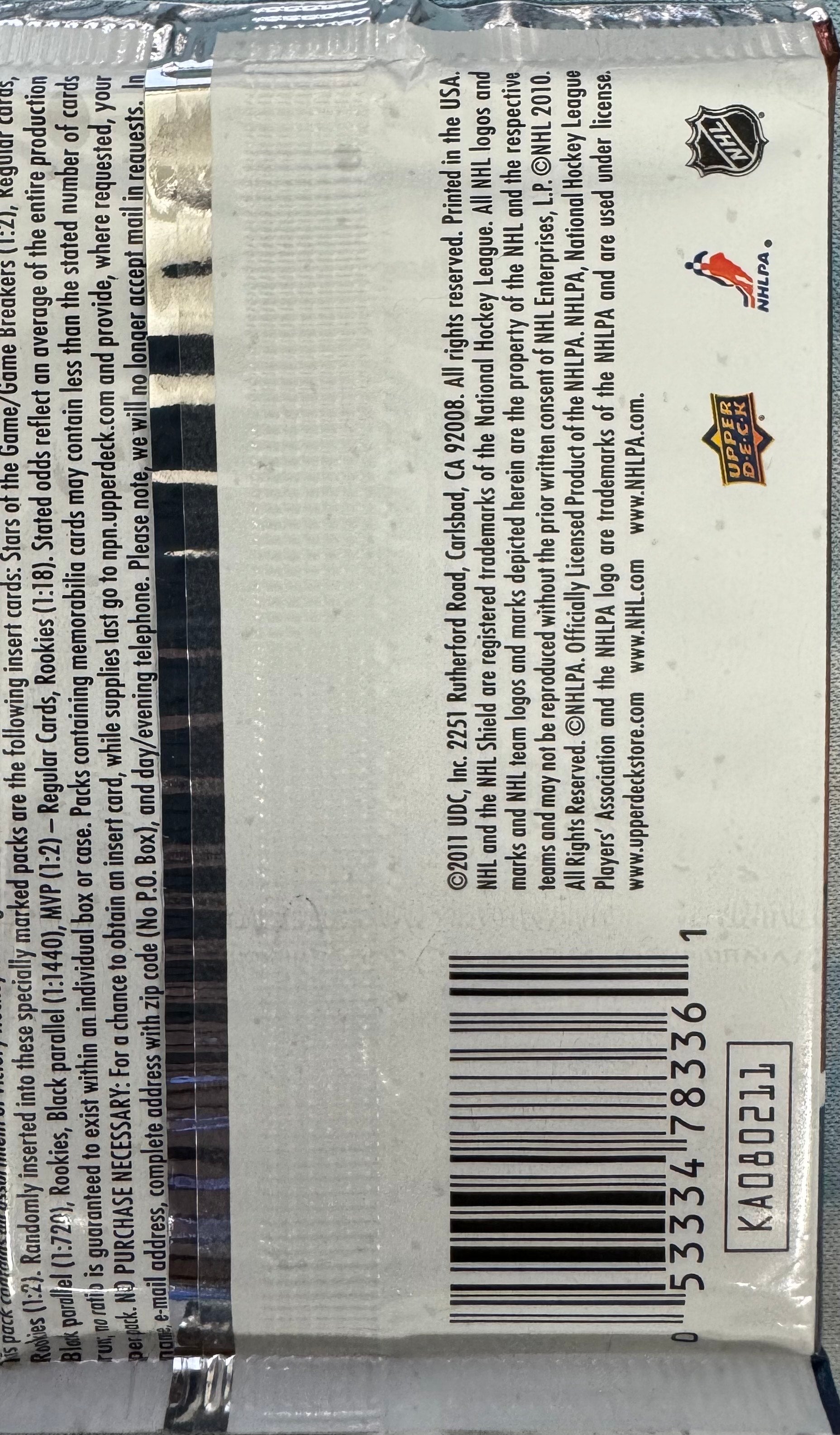 2011/12 Upper Deck Victory Hockey Retail Pack