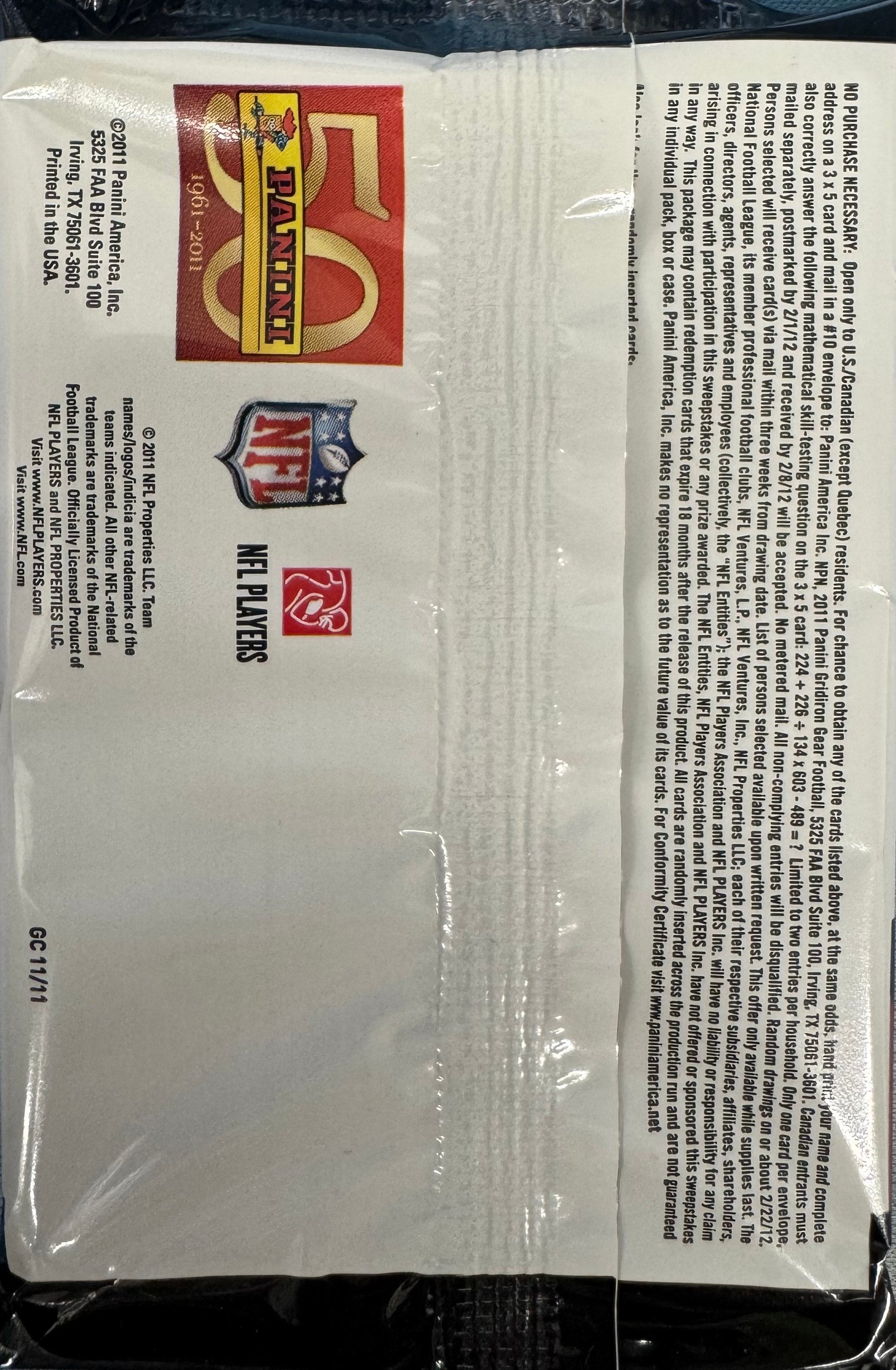 2011 Panini Gridiron Gear Football 10-Card Retail Pack