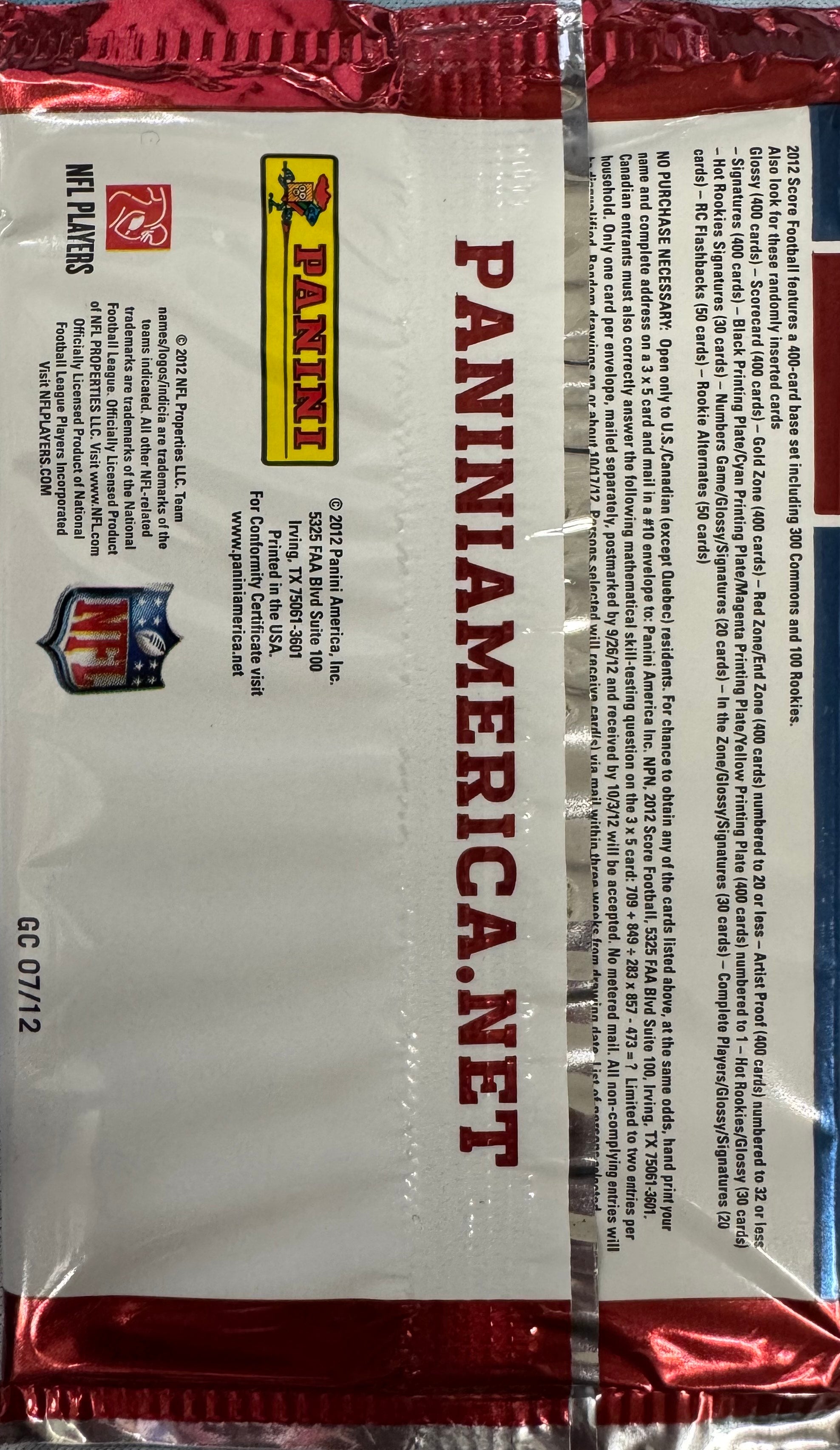 2012 Panini Score Football Blaster Pack
