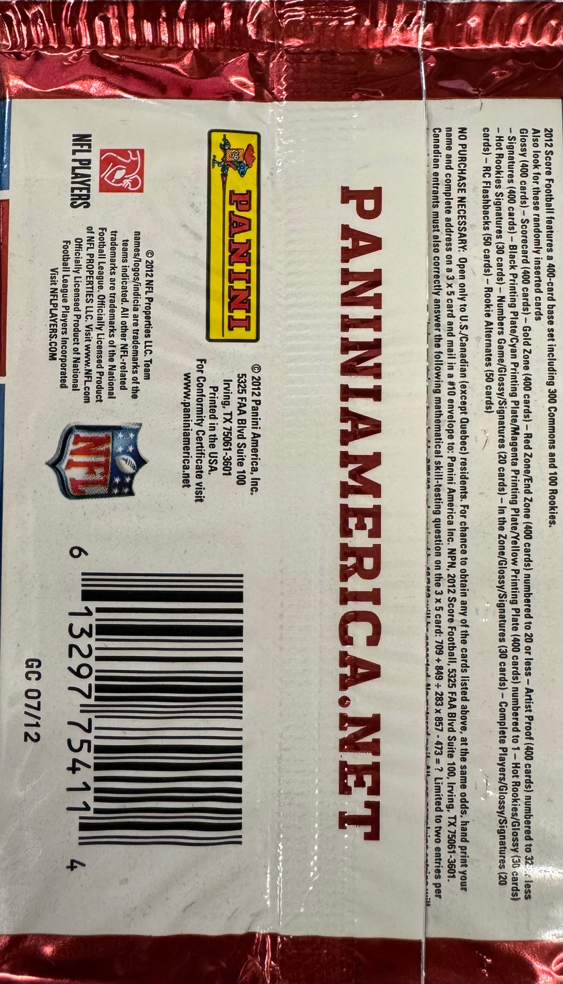 2012 Panini Score Football Retail Pack