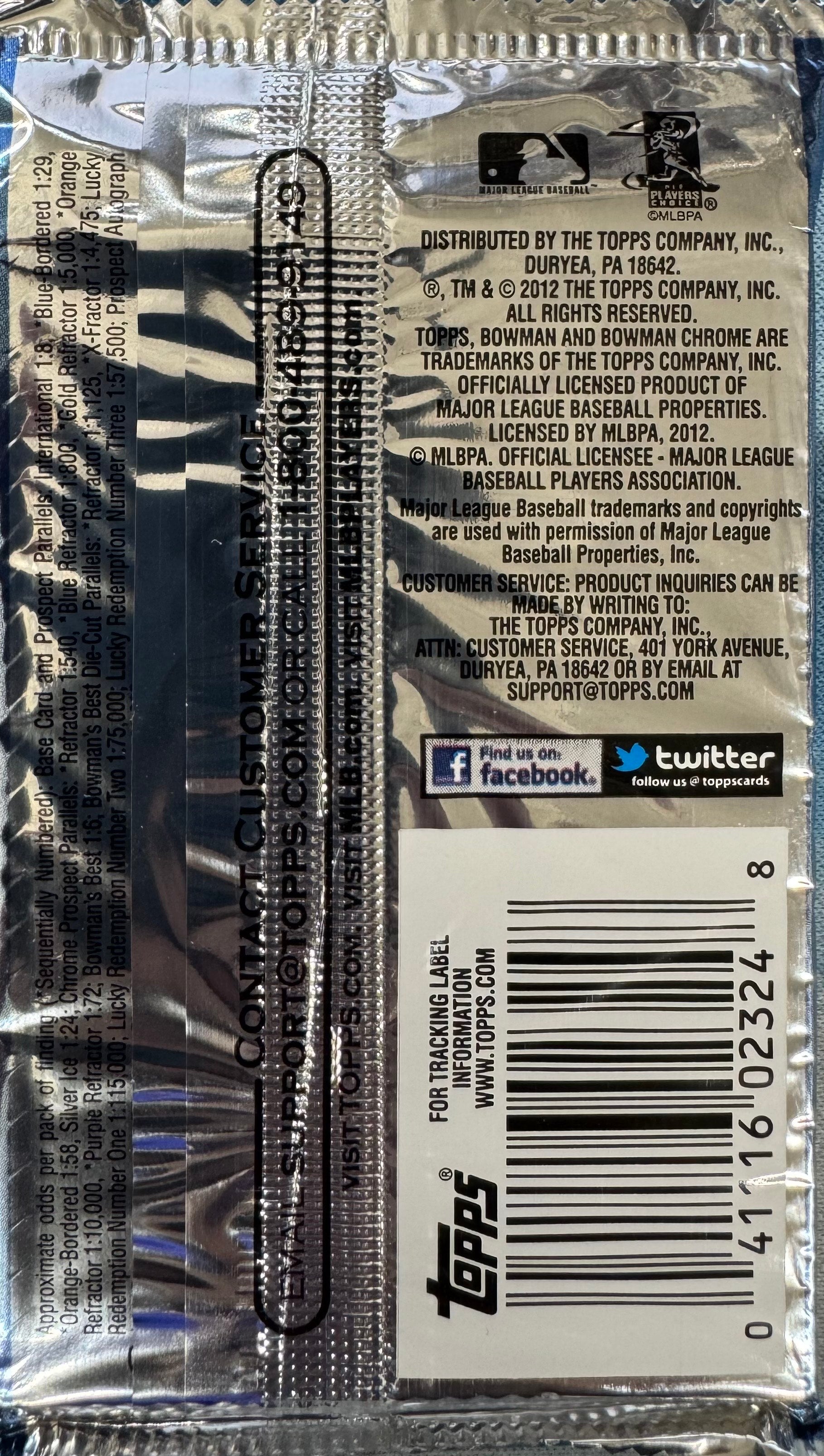 2012 Bowman Baseball Retail Pack