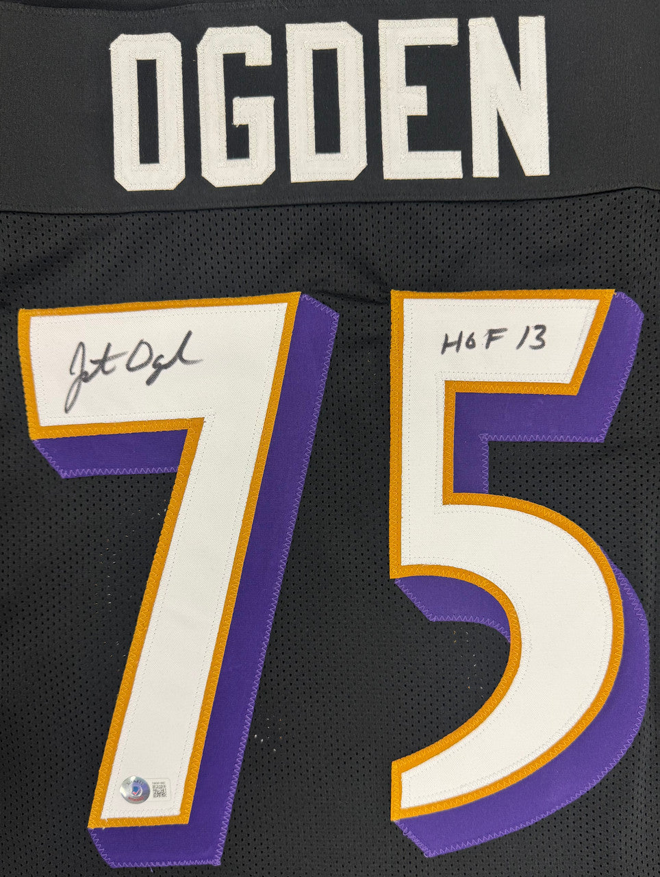 Jonathan Odgen Signed Autogrpahed Inscribed Custom Ravens Jersey Beckett Witness