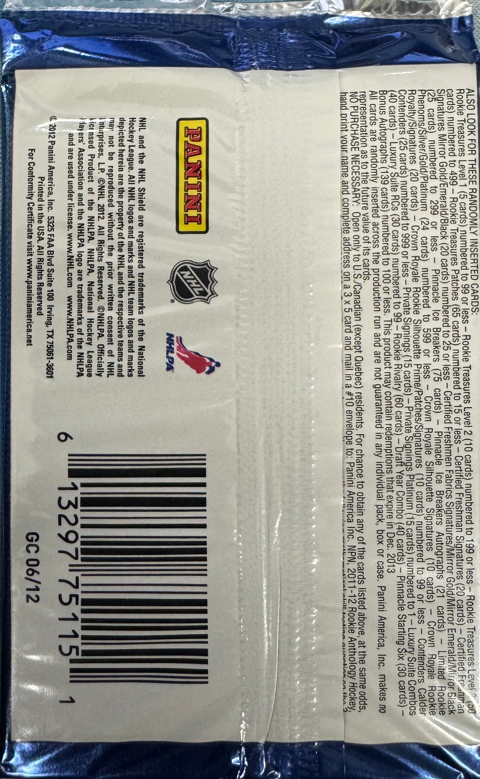 2011/12 Panini Rookie Anthology Hockey Hobby Pack