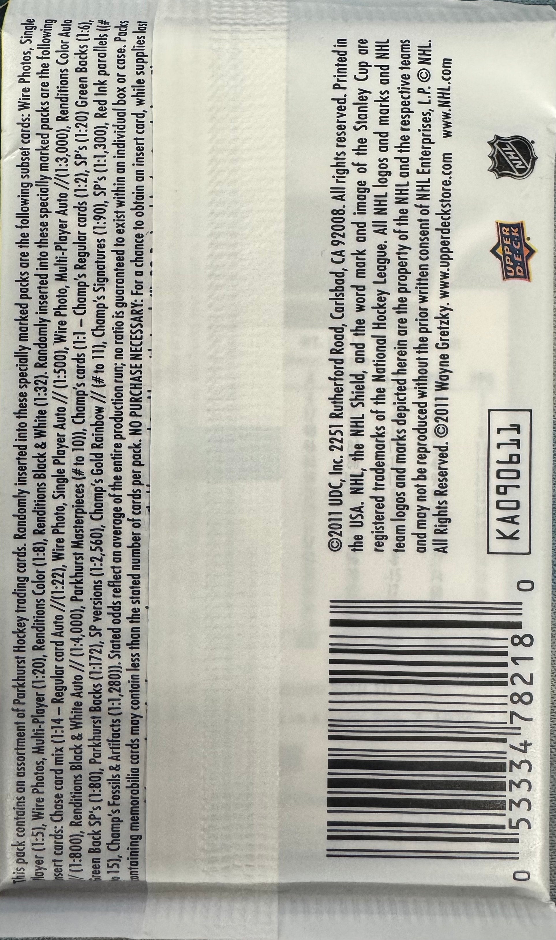 2011 Upper Deck Parkhurst Champions Hockey Hobby Pack