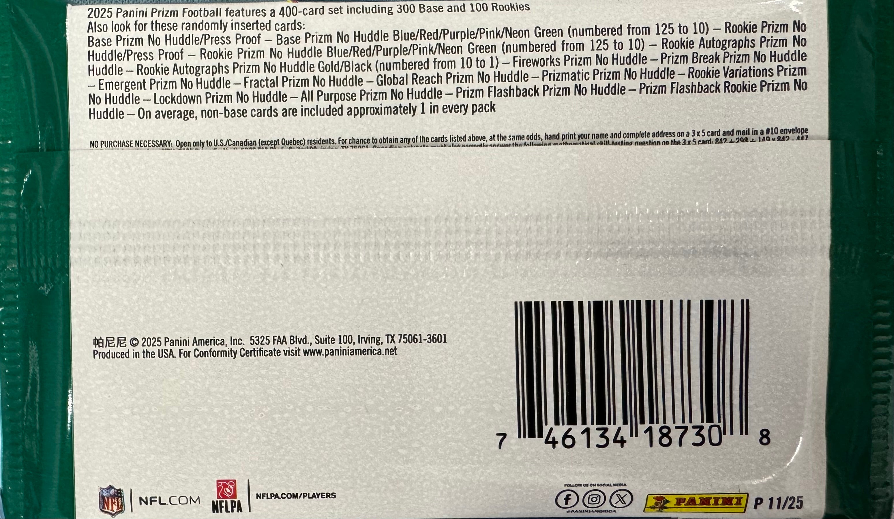 2025 Panini Prizm Football No-Huddle Hobby Pack