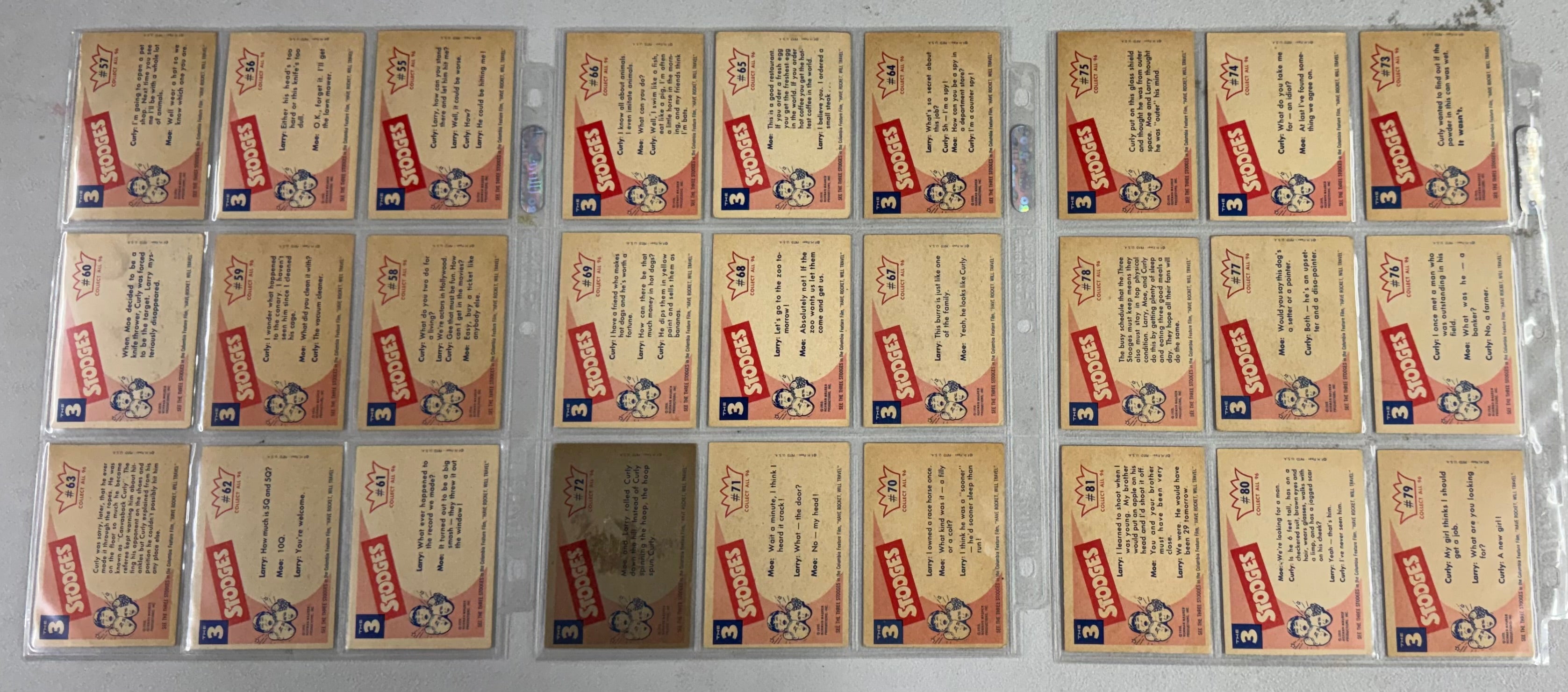 1959 Fleer The 3 Stooges Complete Set 96/96 VG-EX
