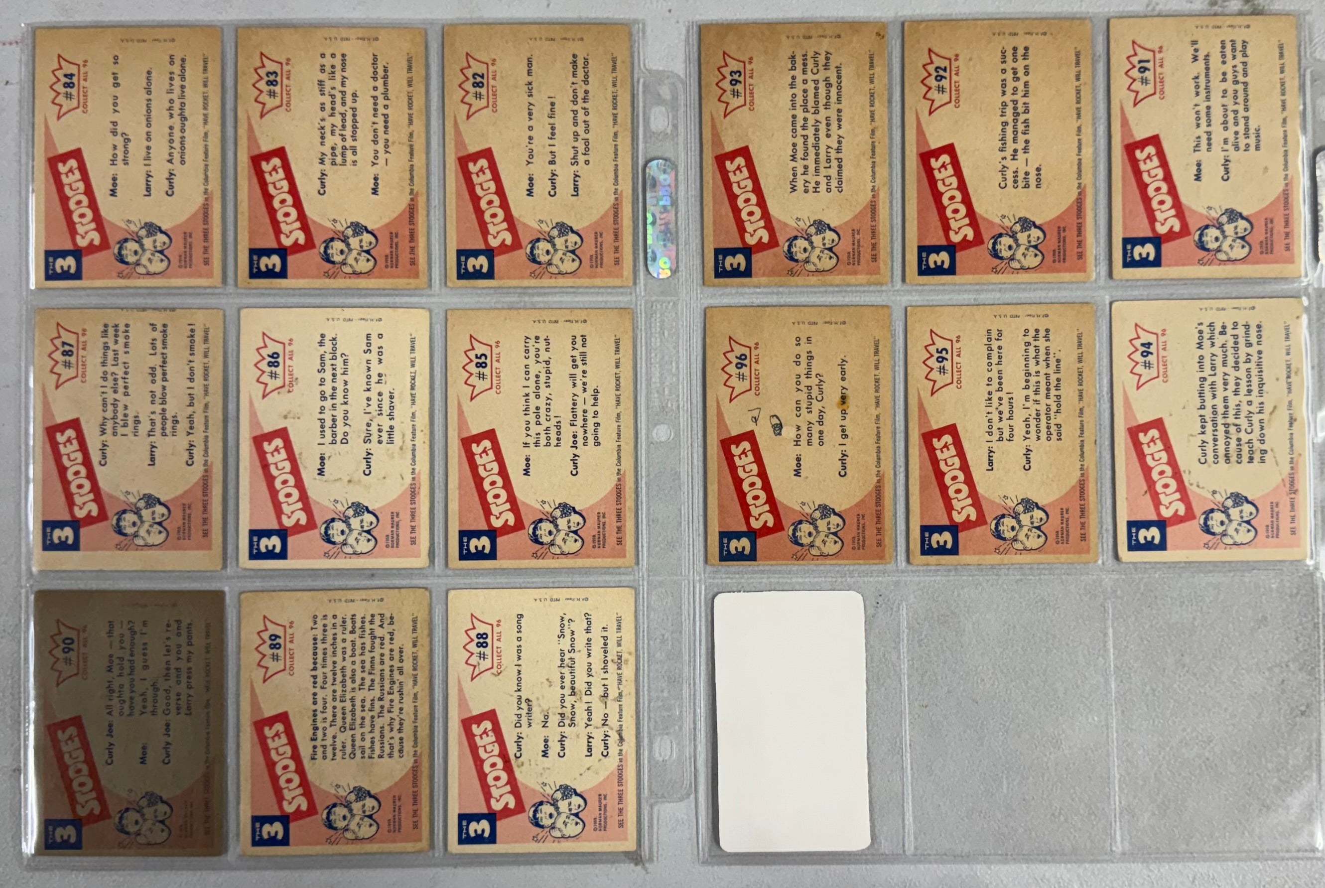 1959 Fleer The 3 Stooges Complete Set 96/96 VG-EX