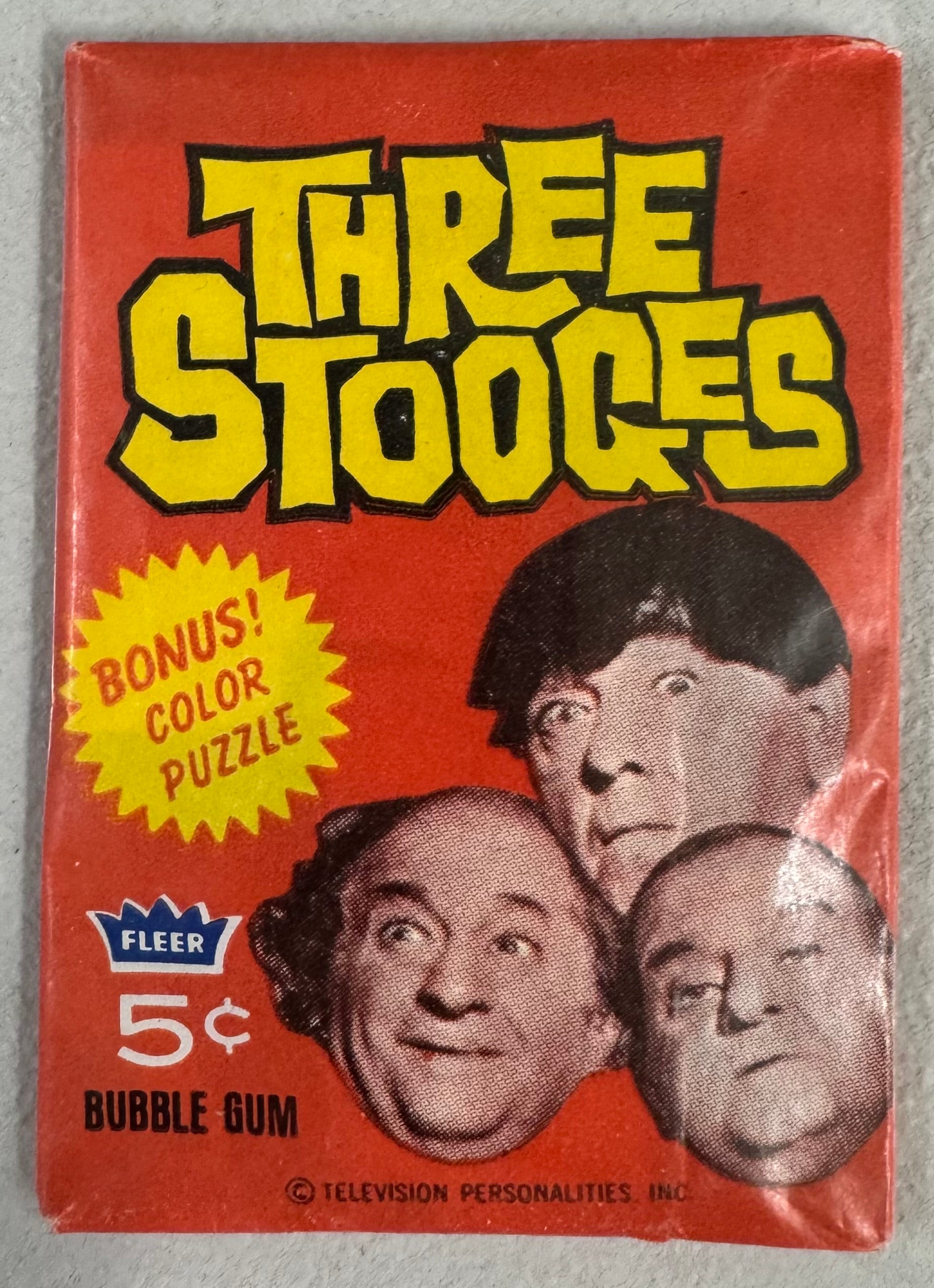 1966 Fleer Three Stooges Factory Sealed Pack and Empty Wrapper Set