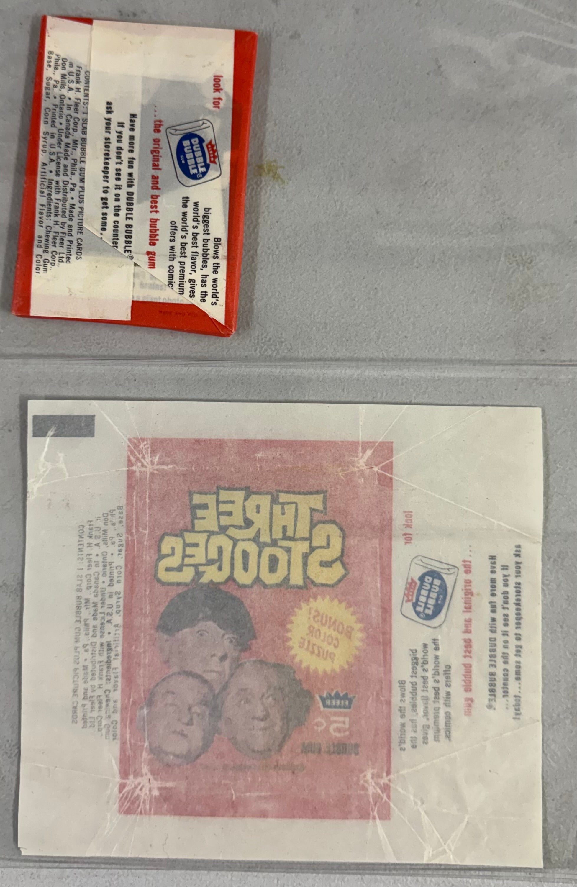 1966 Fleer Three Stooges Factory Sealed Pack and Empty Wrapper Set
