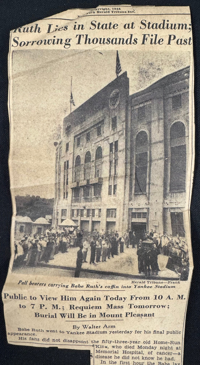 August 16-20, 1948 Babe Ruth Dies New York Newspaper Lot