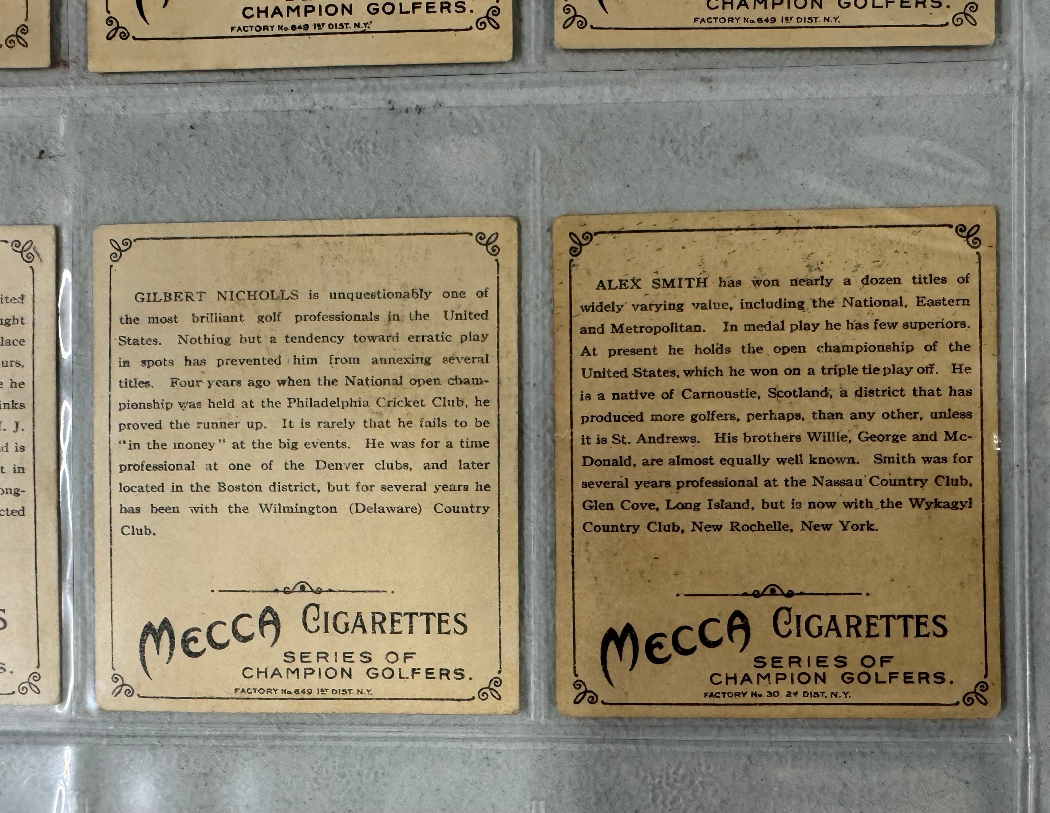 1910 T218 Mecca Series of Champion Golfers Complete Set 6/6 VG-EX