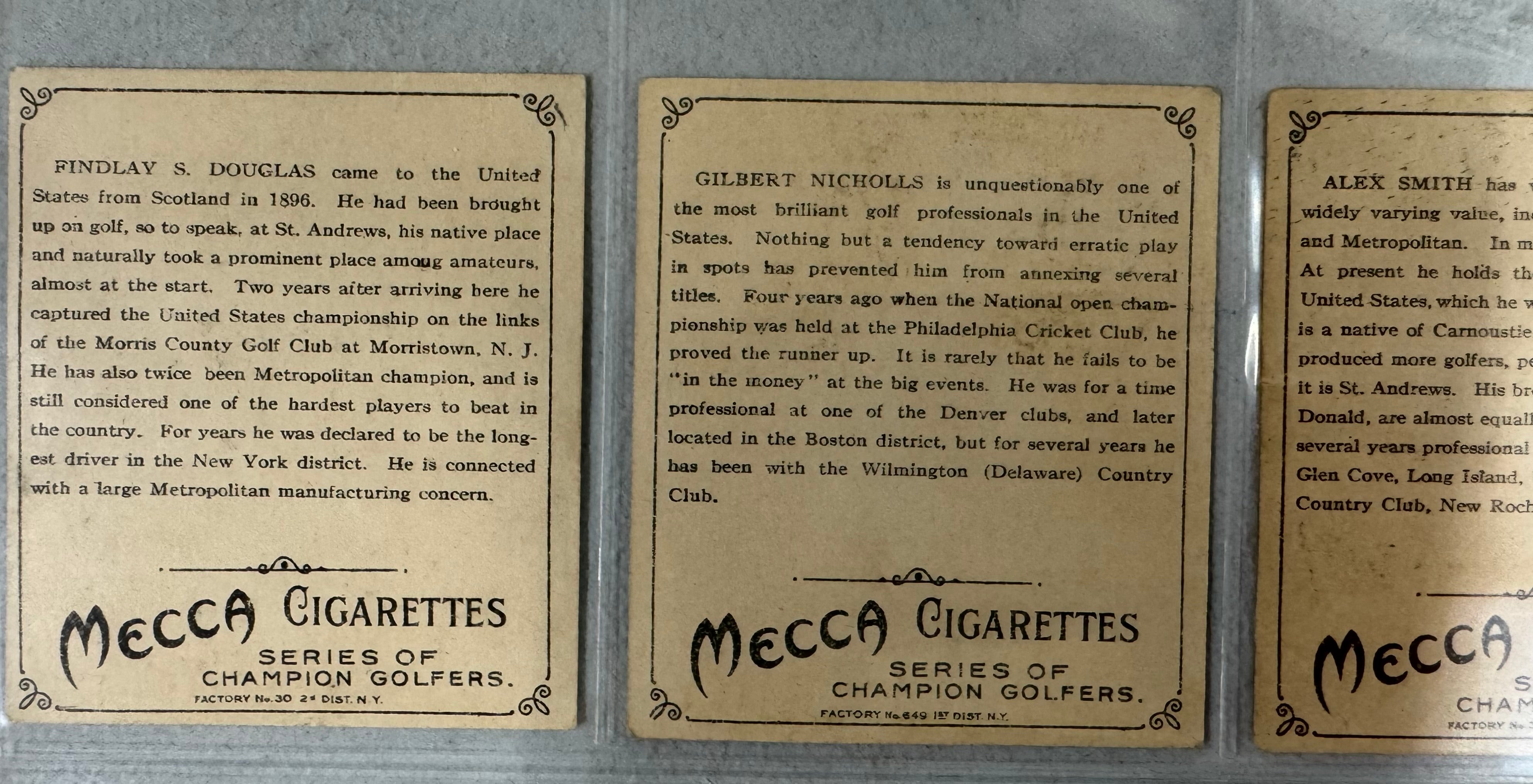 1910 T218 Mecca Series of Champion Golfers Complete Set 6/6 VG-EX