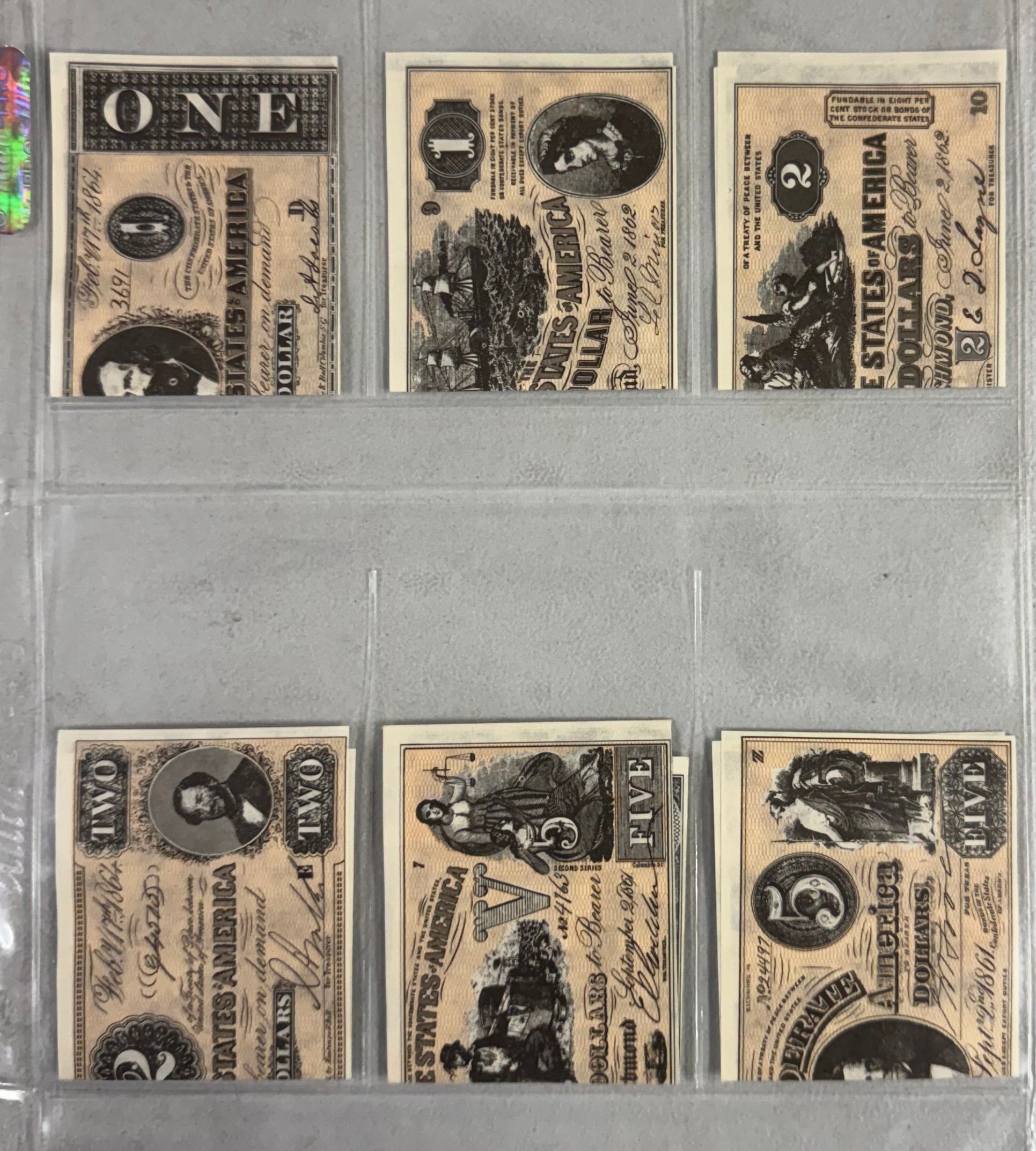 1962 Topps Civil War News Confederate Money Insert Complete Set (17/17) EX-MT