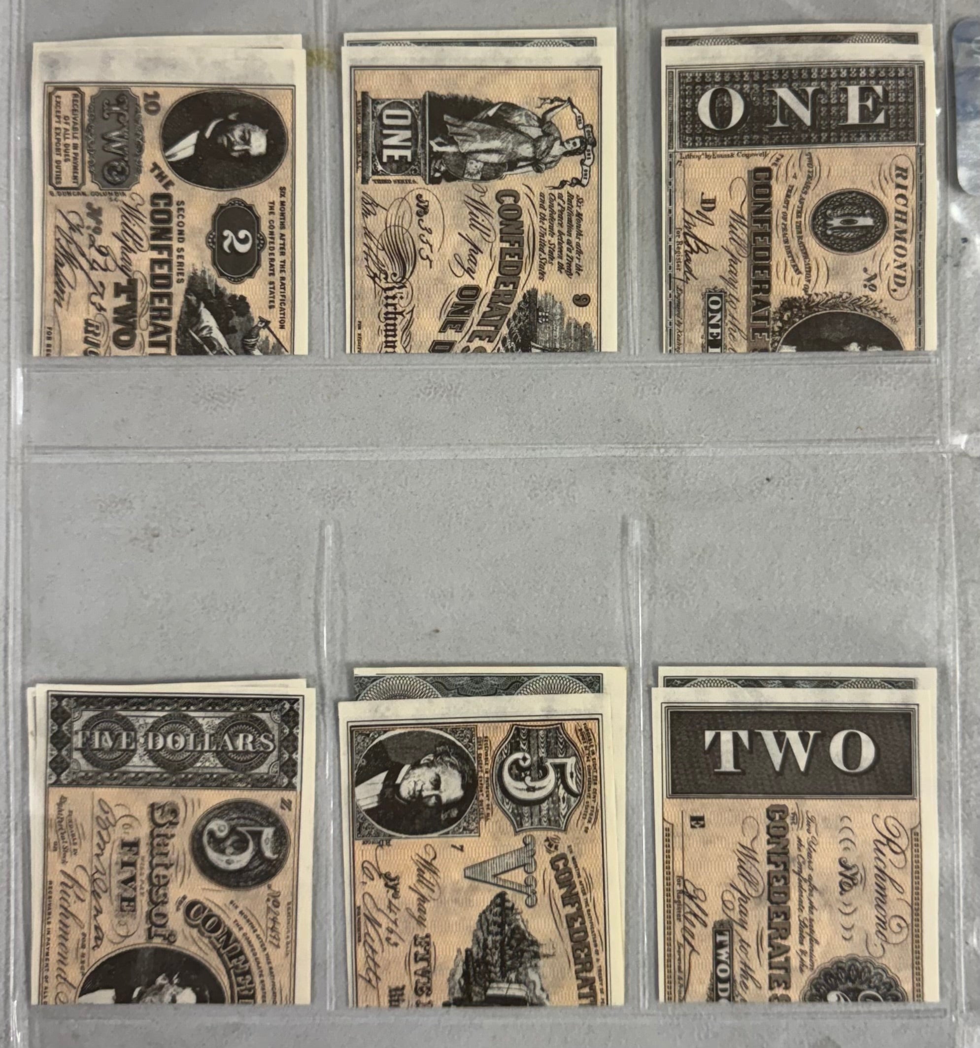 1962 Topps Civil War News Confederate Money Insert Complete Set (17/17) EX-MT