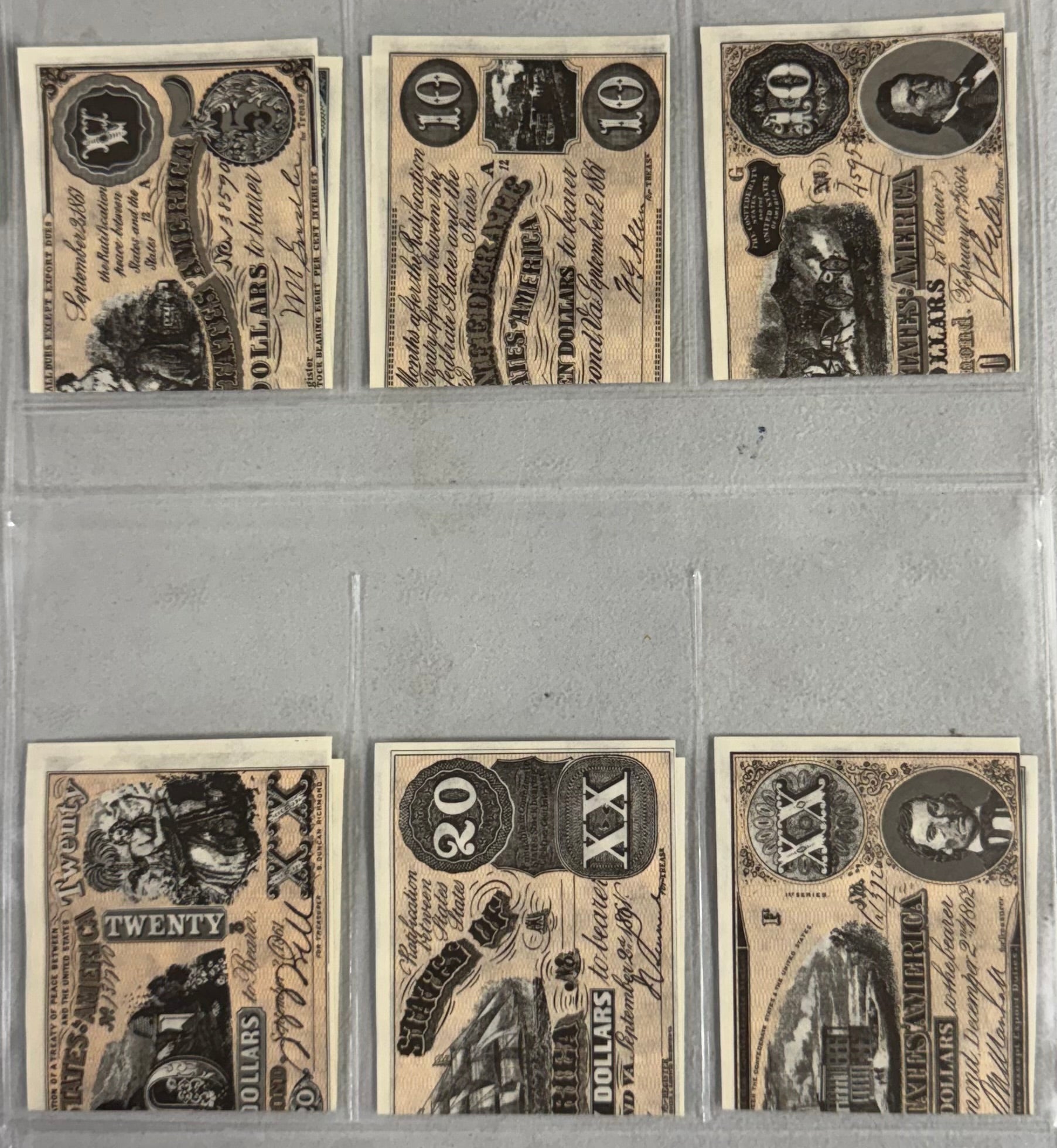 1962 Topps Civil War News Confederate Money Insert Complete Set (17/17) EX-MT