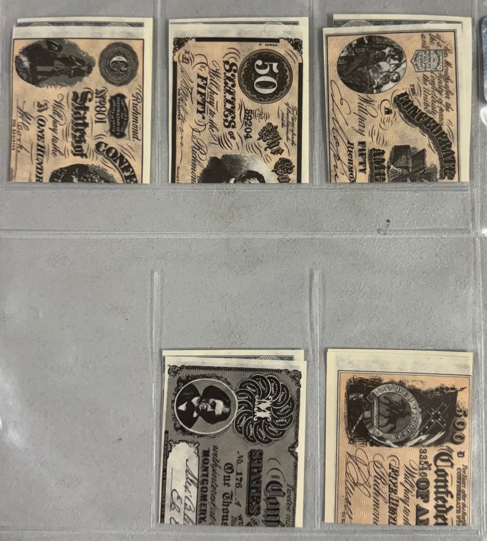 1962 Topps Civil War News Confederate Money Insert Complete Set (17/17) EX-MT