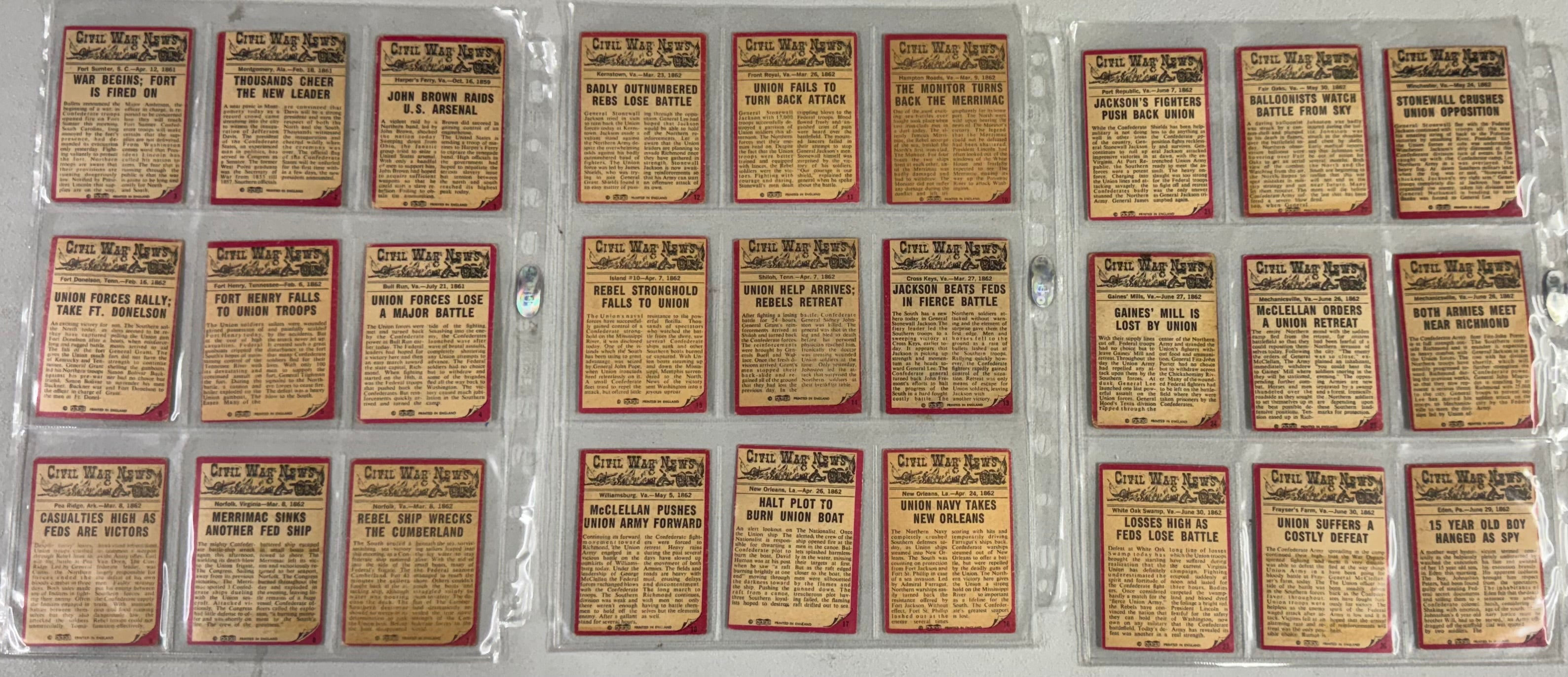 1962 Topps Civil War News Complete Card Set (88/88) VG-EX
